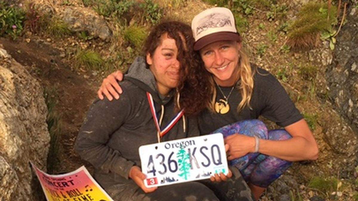 Angela Hernandez sits with Morro Bay resident Chelsea Moore after she was found at the bottom of a Monterey County cliff in July.