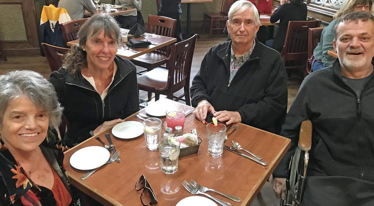 Time with friends is priceless, especially when captured in a photo. This memory shot from 2024 documented some of the lovely meals we’ve shared with the Wests. Kathe Tanner, left, Susie West, Geoff West and Brian Tanner waiting for Thanksgiving turkey at Linn’s.
