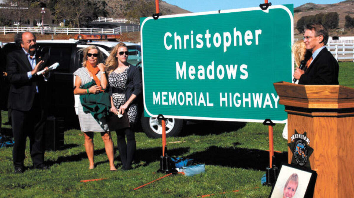 Christopher Meadows Memorial Highway was dedicated Friday at the Madonna Inn.