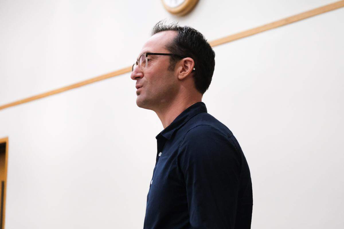 Nate Abate’s pastor, Josh, gives a character statement on behalf of Abate in San Luis Obispo Superior Court on Nov. 12, 2024. Abate was convicted of sexually assaulting multiple underage girls and has been accused on social media of raping dozens of women and girls.