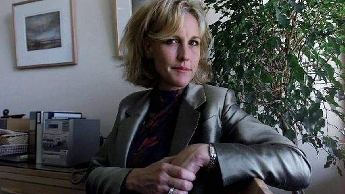 Erin Brockovich is seen after testifying before the Senate Health and Human Services Committee at the Capitol in Sacramento, Calif., in 2001.