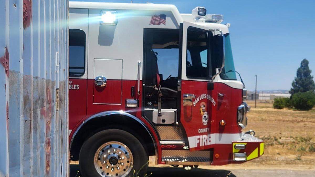 A Cal Fire unit rescued an overheated dog trapped under a shipping container at a Paso Robles service center on June 19, 2025.