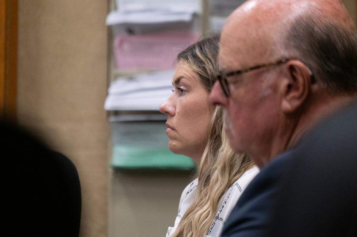 Former probation officer Fallyn Rollins attends her mental health diversion determination hearing in San Luis Obispo Superior Court on July 15, 2025. Rollins is accused of embezzling at least $160,000 from the probation department union.
