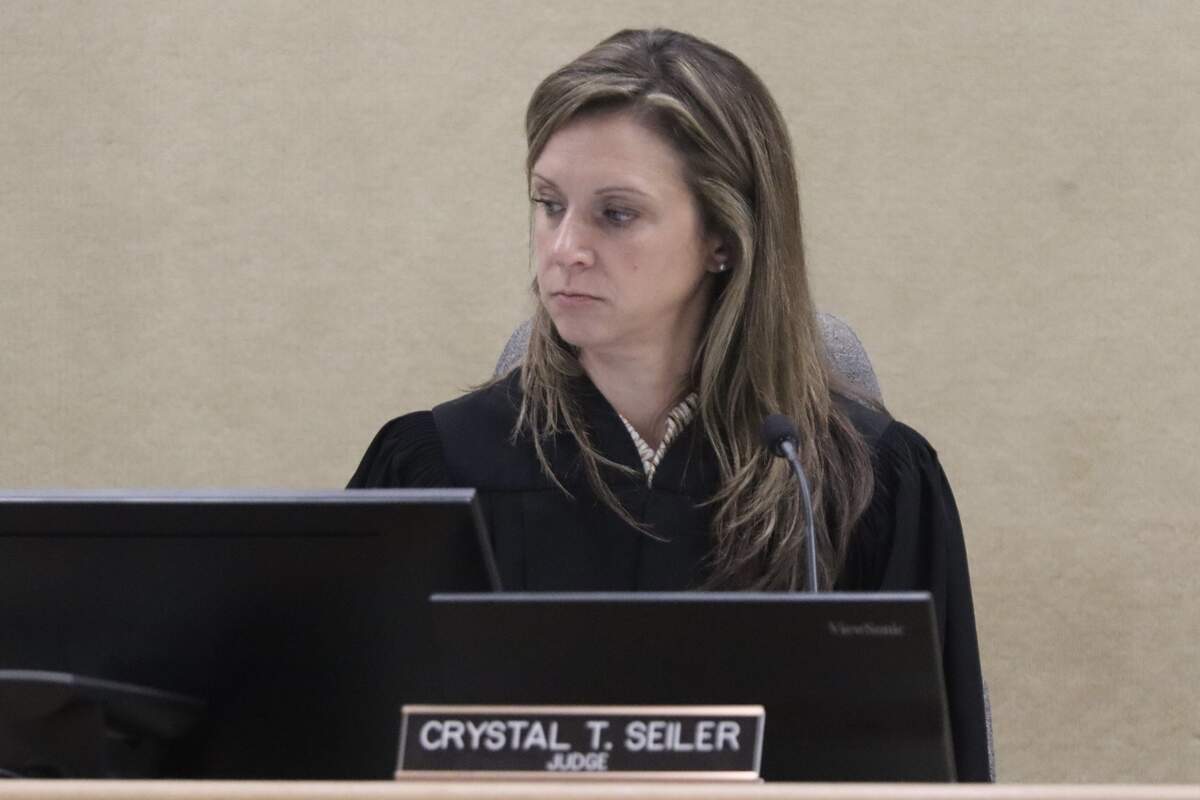 San Luis Obispo County Superior Court Judge Crystal Seiler at the preliminary hearing of Abel Angel Santiago, who is accused of accessory to murder, on July 8, 2026.