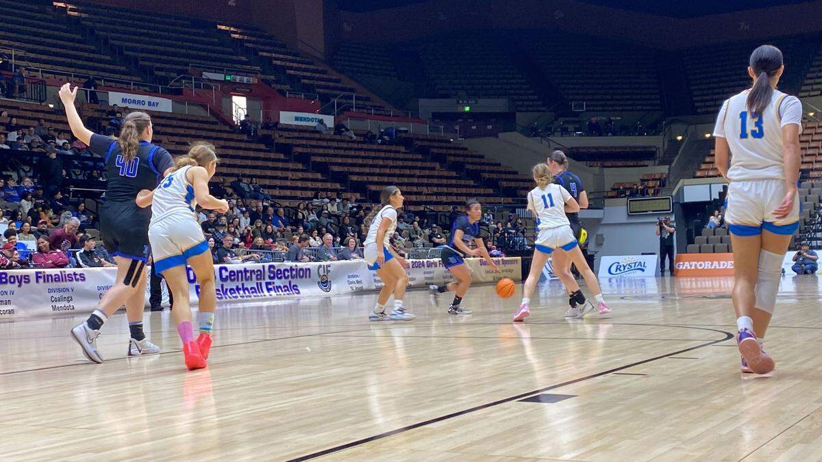 The Morro Bay Pirates lost to the Bakersfield Christian Eagles 70-38 on Feb. 24, 2024 in the CIF Central Section Division 3 championship game at Selland Arena in Fresno.