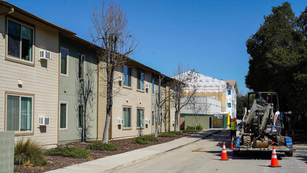 Construction is underway at California Grand Manor Apartments, an expansion to California Manor in Atascadero Feb. 28, 2024. The expansion consists of a pair of three-story buildings totaling 76 more units of affordable housing becoming available to seniors over the age of 62 and people with disabilities.