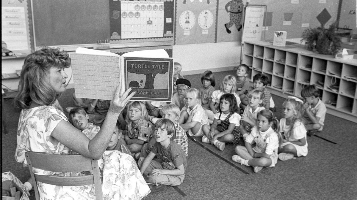Kindergarten teacher Sue Babcock reads to her class on Sept. 8, 1987. The Telegram-Tribune shared stories from the students in her class until their graduation as the Class of 2000.