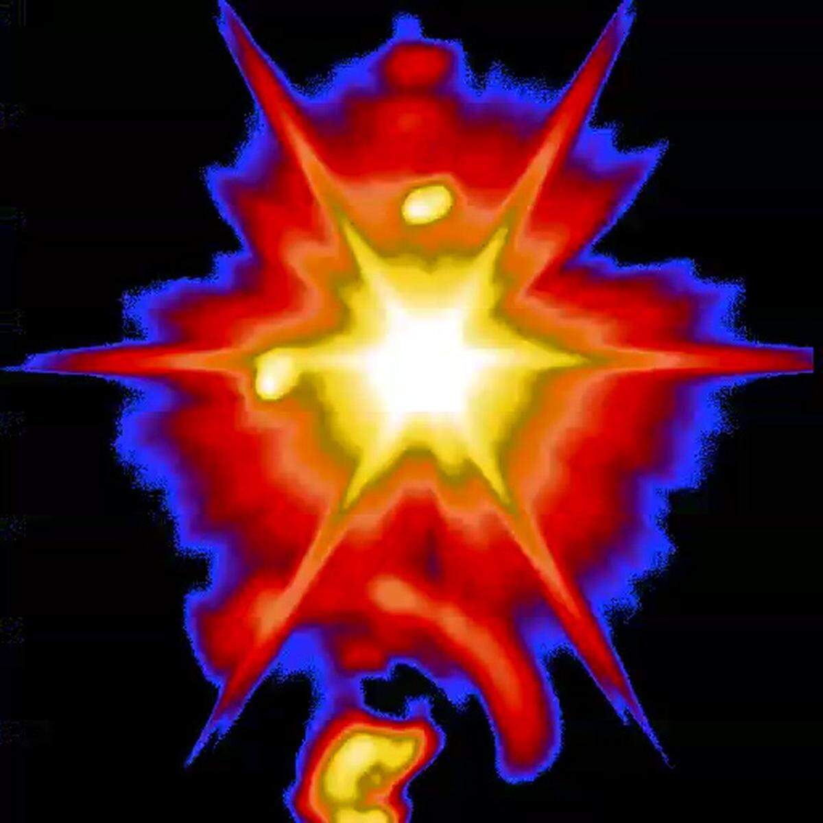 Infrared image of a successful intercept of a threat-representative ICBM target by two long-range Ground-based Interceptors launched from Vandenberg Air Force Base, Calif., March 25, 2019.