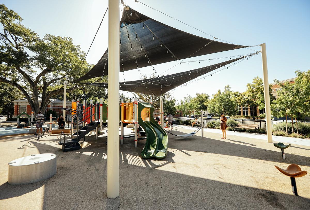 Highlights at Downtown City Park in Paso Robles include a wheelchair-accessible merry-go-round, a four-seat seesaw and a boogie board.