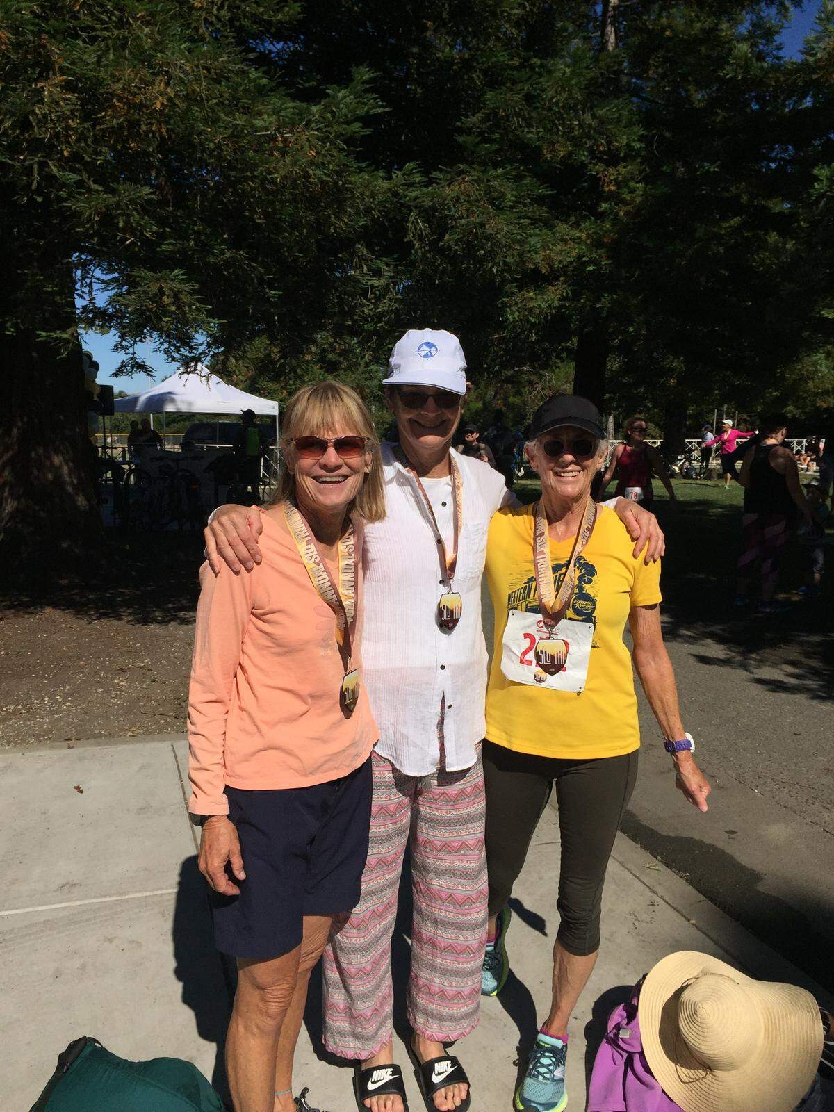 Retired therapist Linda Lewis Griffith and her teammates pose for a picture after competing in the 40th annual San Luis Obispo Triathlon on Sunday, July 28, 2019.
