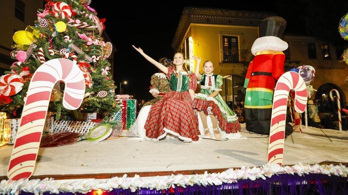 The annual holiday parade makes its way through downtown San Luis Obispo in 2016.