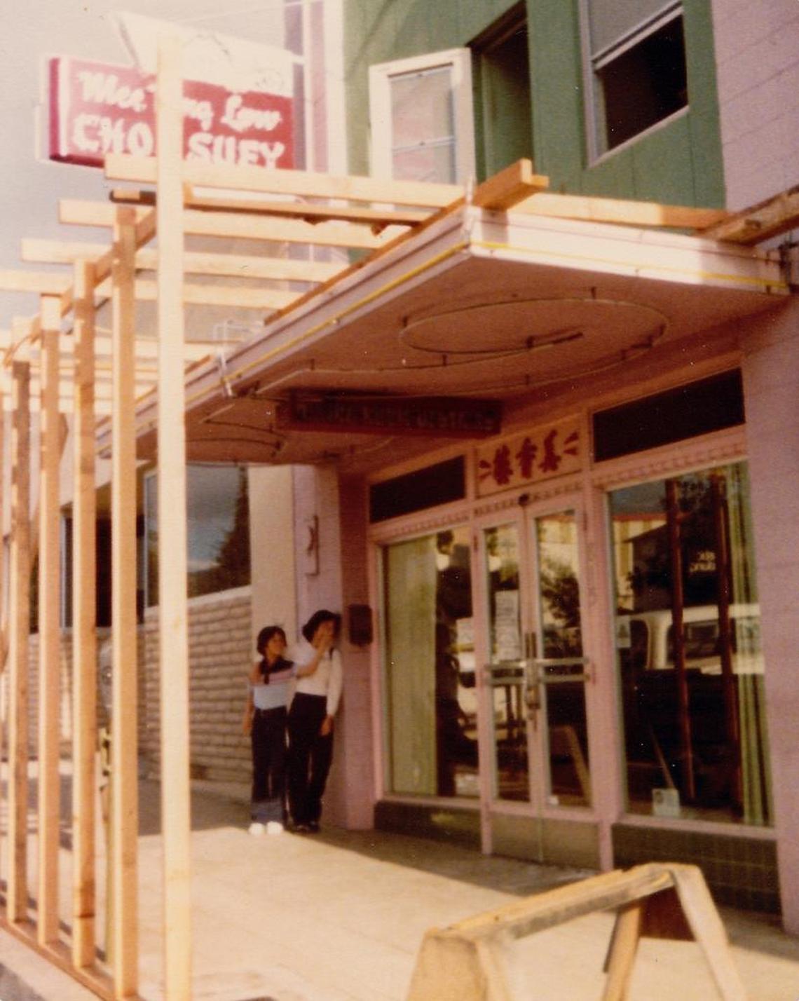 Mee Heng Low restaurant is seen under construction in a photo from a Gin family cookbook.