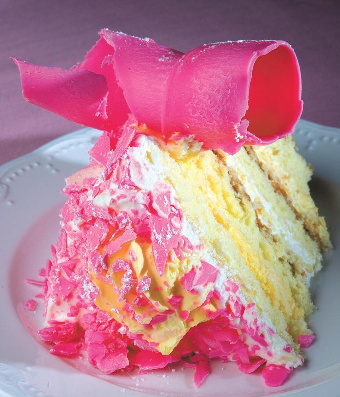 Pink champagne cake from the Madonna Inn.