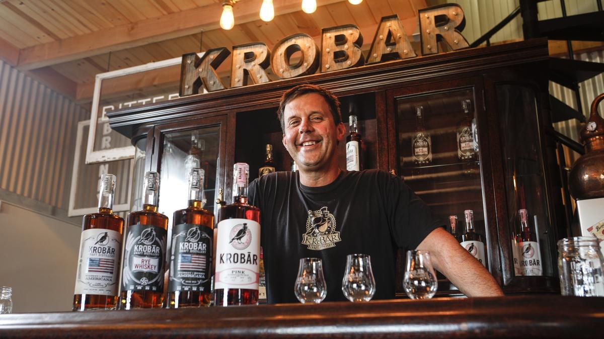Co-owner Joe Barton poses for a picture at Krobar Craft Distillery in Paso Robles.