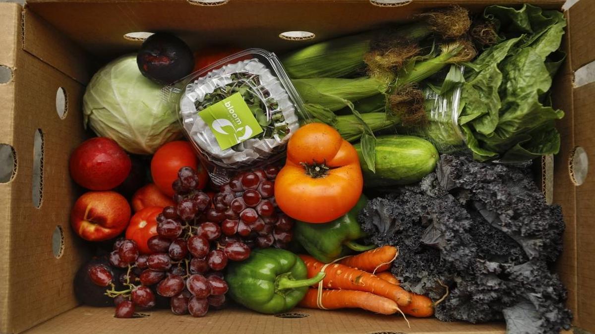 Carrots, corn and grapes are among the goodies in this subscription box from SLO Veg, a subscription-based service in San Luis Obispo that delivers locally grown produce to your door.