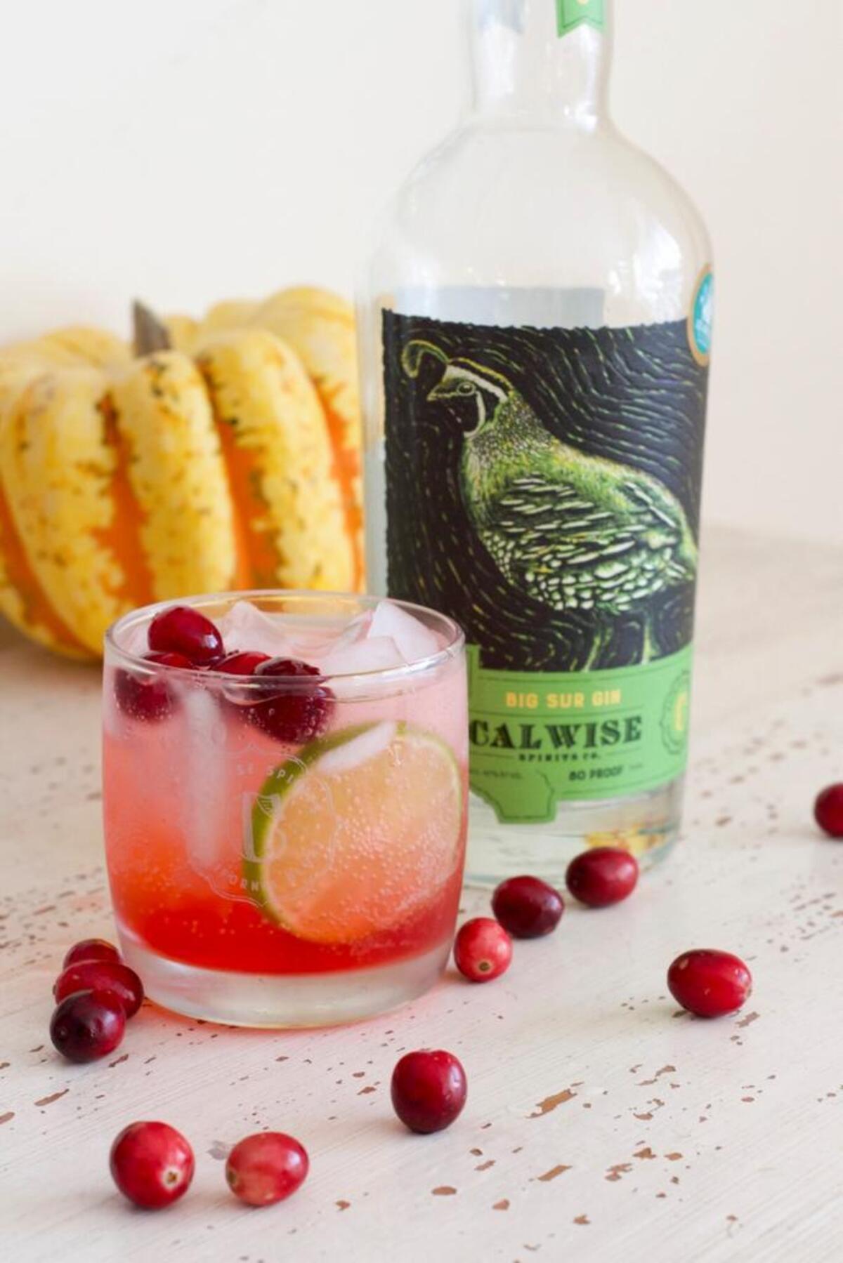 The Big Sur Gin Cran Fizz features cranberry juice, lime juice, simple syrup and gin from Calwise Spirits Co.