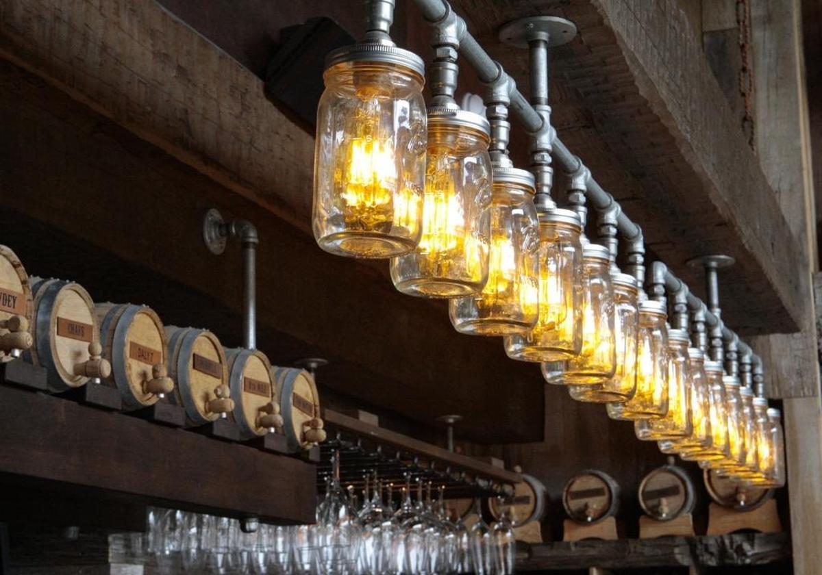 Mason Bar in Arroyo Grande makes the most of its name with mason jar lights at the corner of North Mason and East Branch streets.