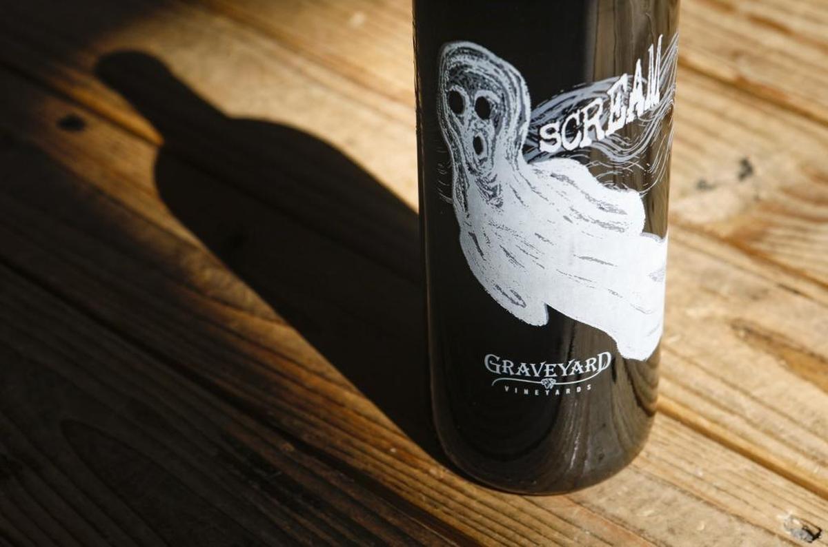 Scream, a wine from Graveyard Cellars in San Miguel, features a glow-in-the-dark label inspired by Edvard Munch’s painting “The Scream.”