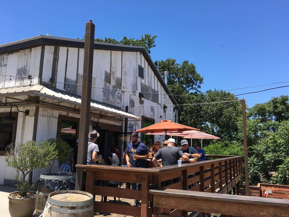 The patio at California Coast Beer Co. in Paso Robles is made out of reclaimed wood from the old Pismo Beach Pier.
