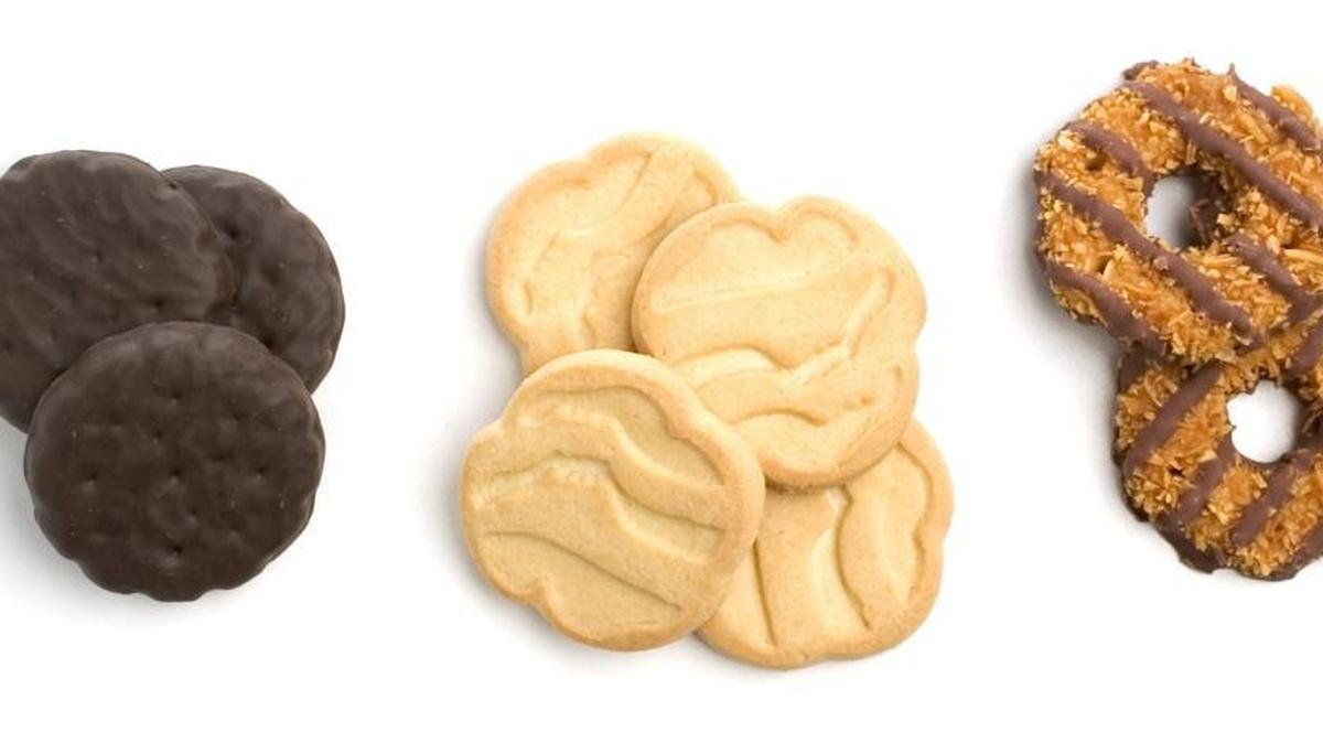 Thin Mints, Shortbreads and Caramel deLites (Samoas) Girl Scout Cookies.