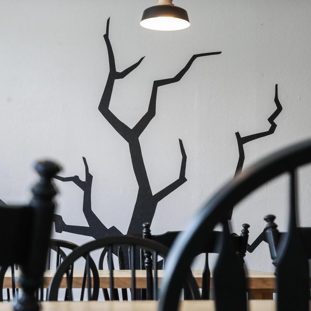 Dead Oak Brewing Co.’s main tasting room at its downtown Atascadero location, complete with its logo on the wall. The brewery is set to open Wednesday.