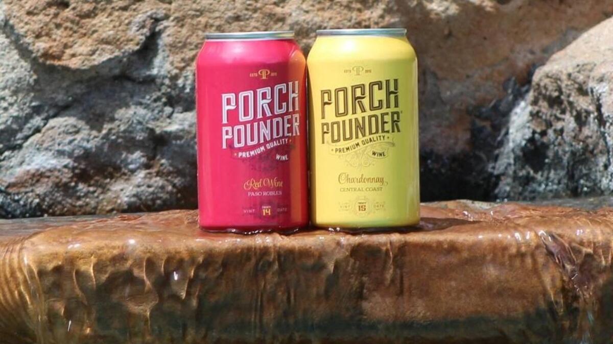 Porch Founders is selling two canned wines, a chardonnay blend and a pinot blend.