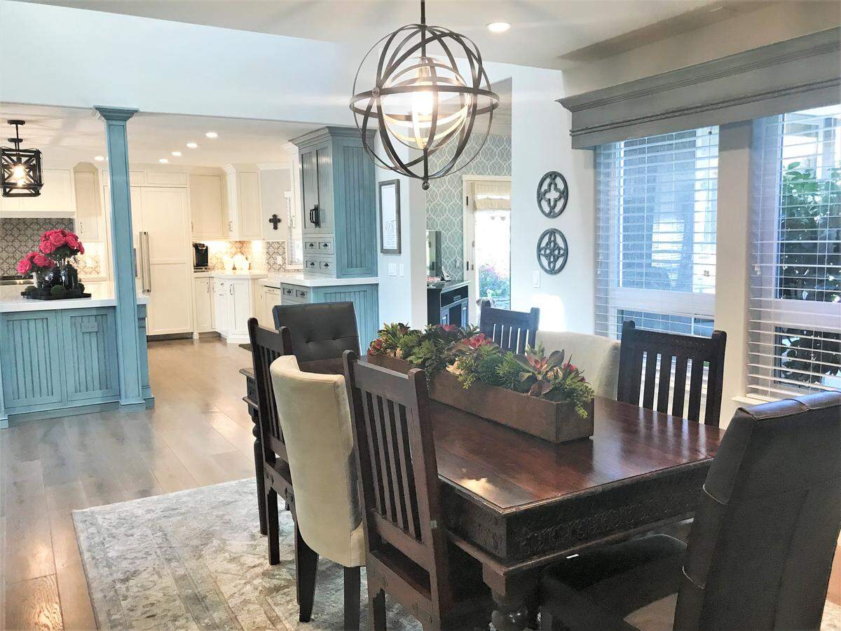 The first floor of Jeff and Melinda Baker’s Cambria home has an open feel, thanks to a remodel that knocked down a structural wall between the kitchen and the dining room.