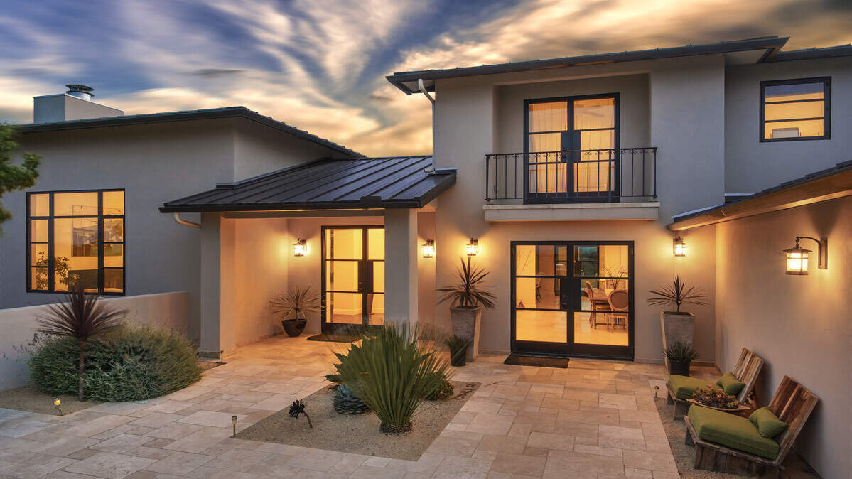 Varinder Sahi and Anita Kothari's modern home features several windows that take in sweeping panoramic views of Paso Robles and surrounding vineyards.