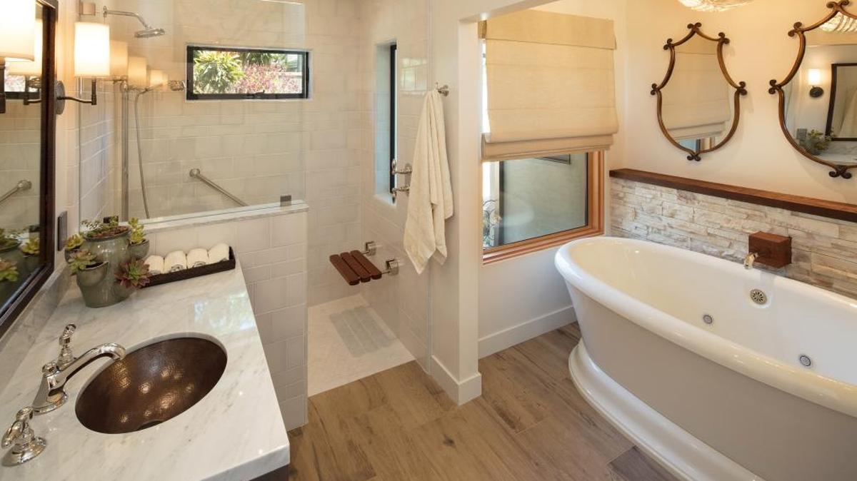 The master bathroom