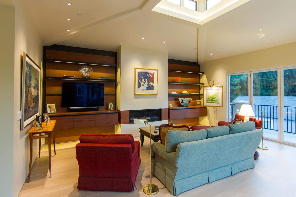 The living room of Karen and Lee Bren's San Luis Obispo condominium features furniture with strong, simple lines.