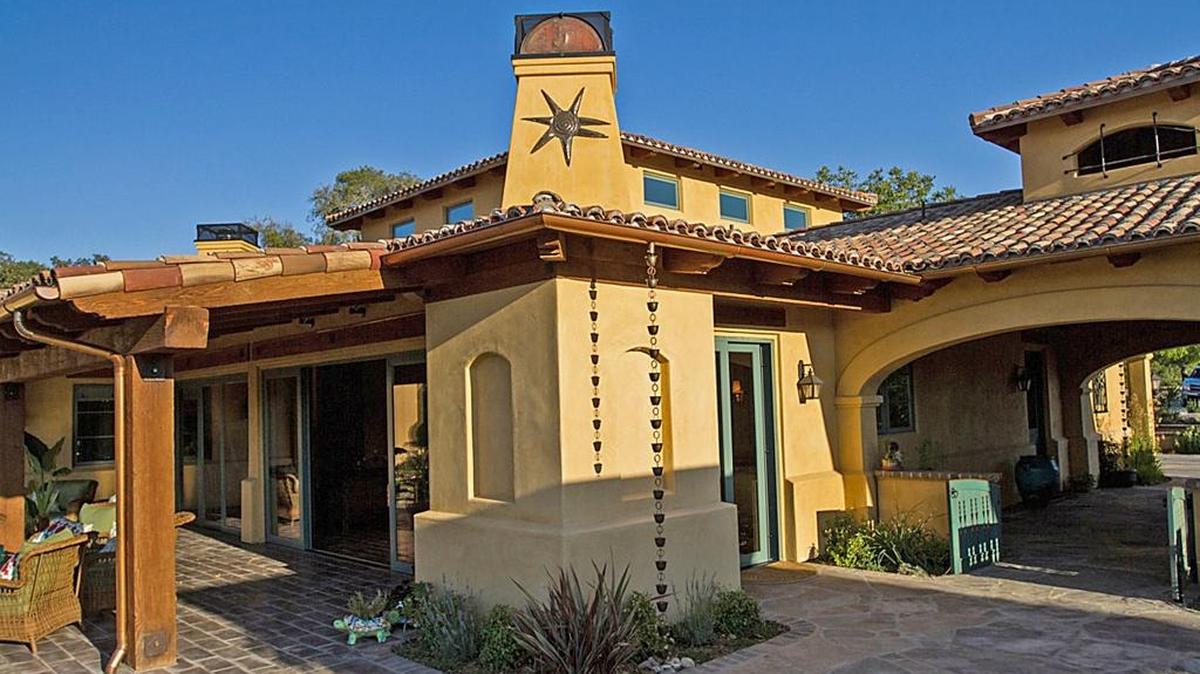 Spanish-influenced architecture was designed to blend with the Paso Robles landscape at the home of Tobin James.