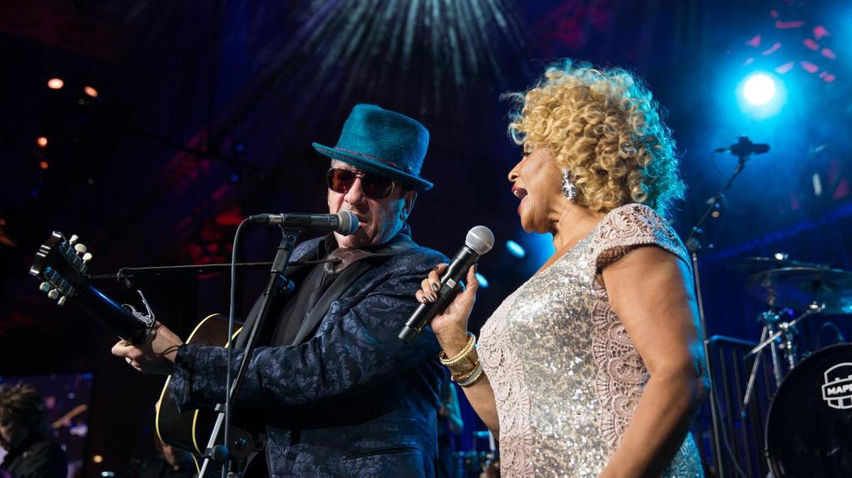Elvis Costello and Darlene Love, right, perform in concert. Love takes the stage Saturday at the Performing Arts Center in San Luis Obispo.