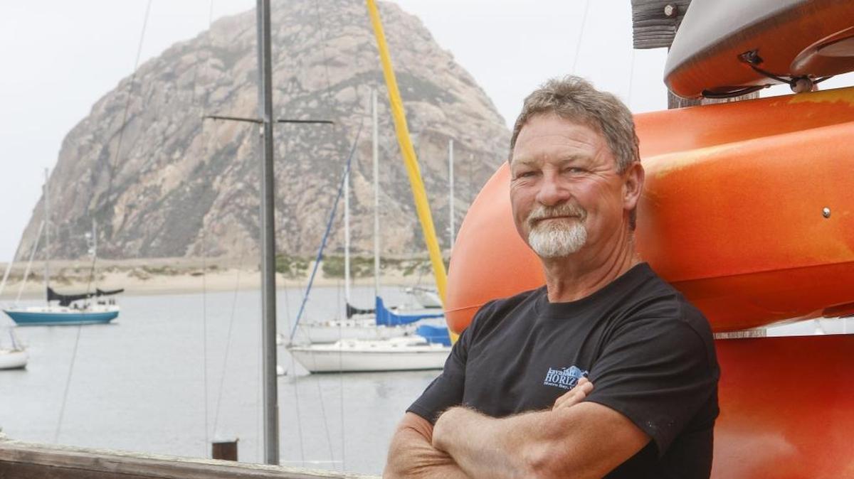 Dennis Krueger, owner of Kayak Horizons, is also a busy volunteer with organizations that monitor water quality and sea life around Morro Bay.