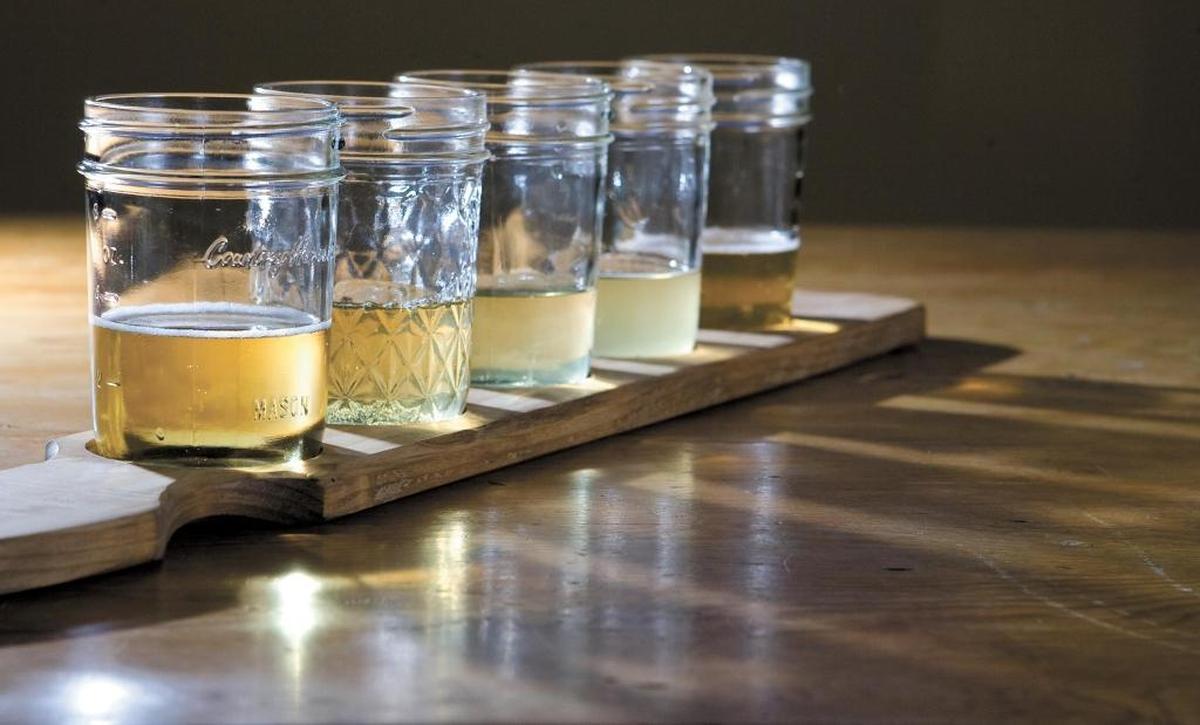 A flight of ciders from Bristols Cider House in Atascadero.