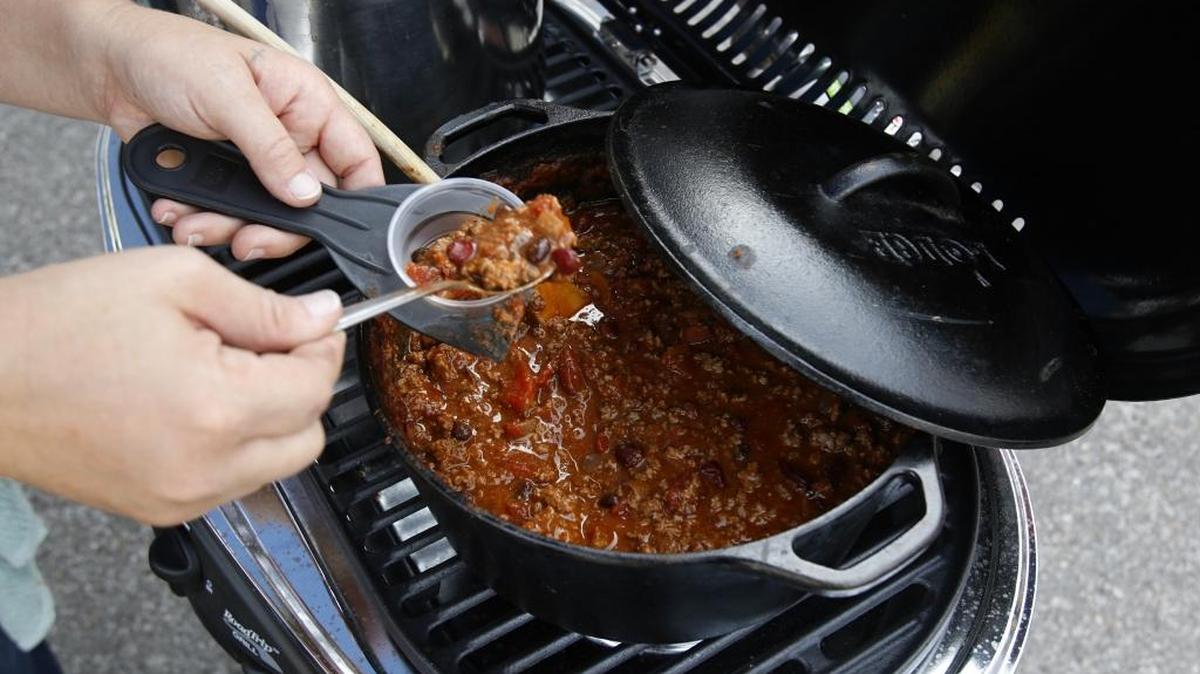 Elizabeth Cardiel of Paso Robles prefers a cast iron kettle to prepare her chili. She participated in the festivities at Templeton Founder’s Day on Saturday, Oct. 24, 2015.
