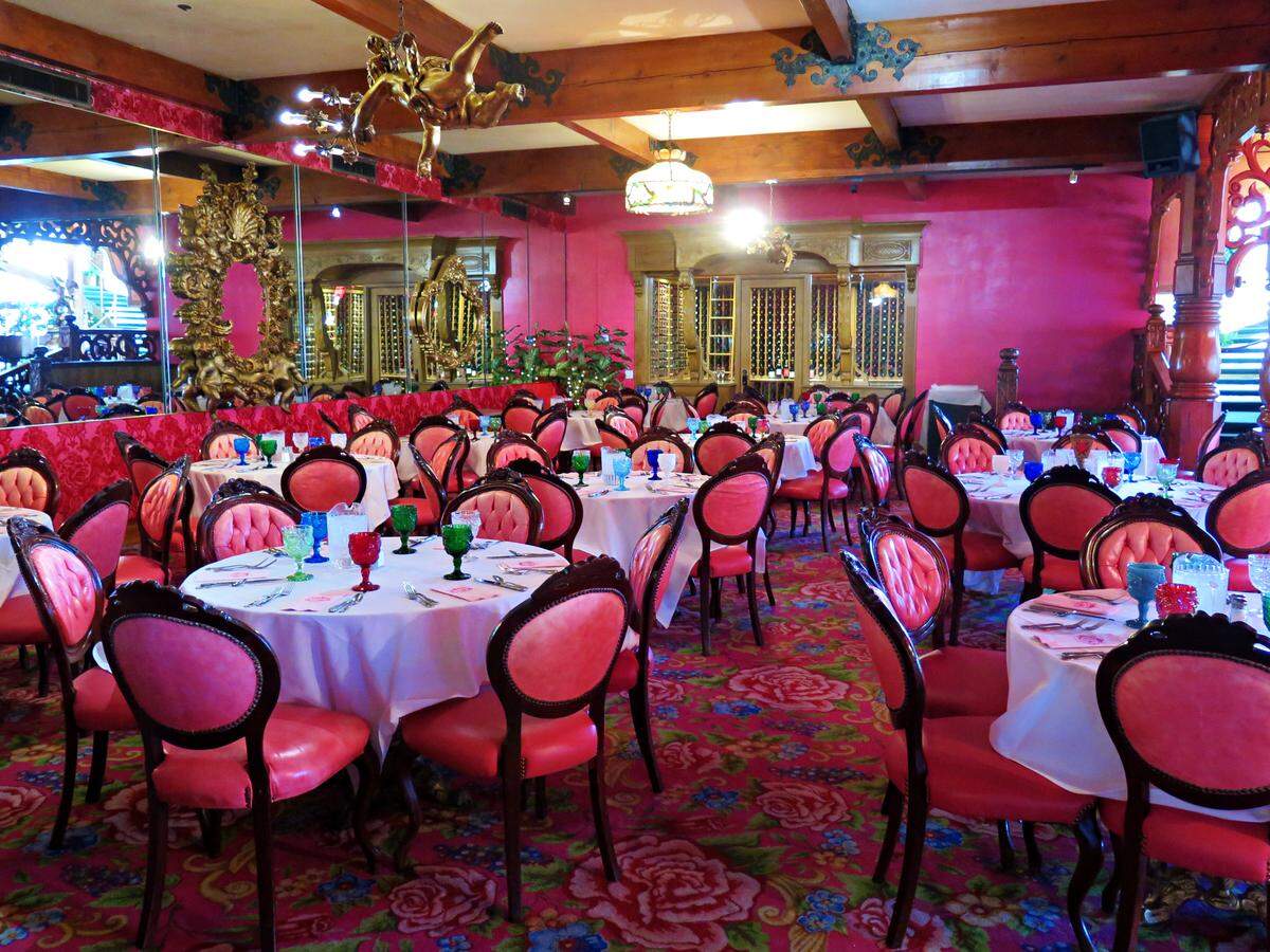 This all-pink semi-private room for reservation is called “Gay 90s.”