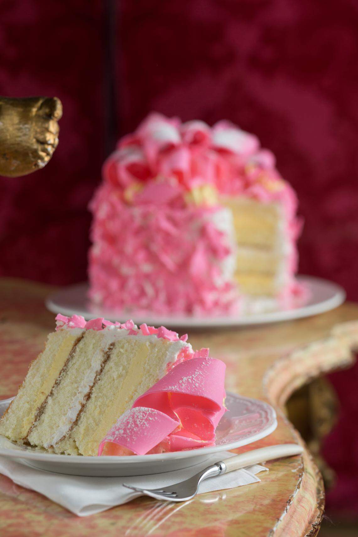 The pink champagne cake is the most famous dessert at the Madonna Inn in San Luis Obispo.
