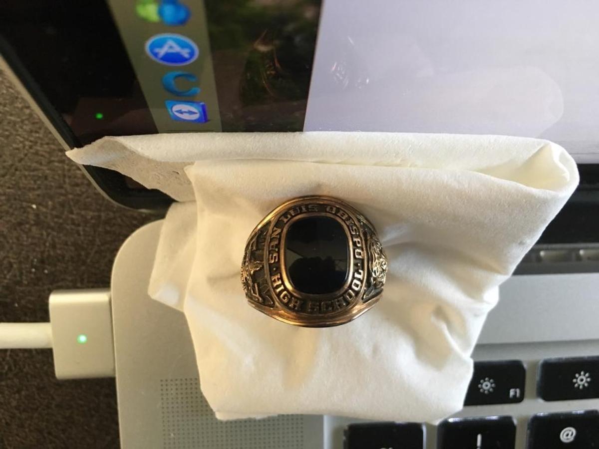 A family friend found this 1967 San Luis Obispo High School class ring belonging to Candace Martin’s brother, John.