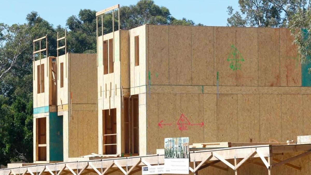 Seven single-family residences will comprise the Marsh Street Brownstones in downtown San Luis Obispo. The project, which broke ground in late August, is under construction.