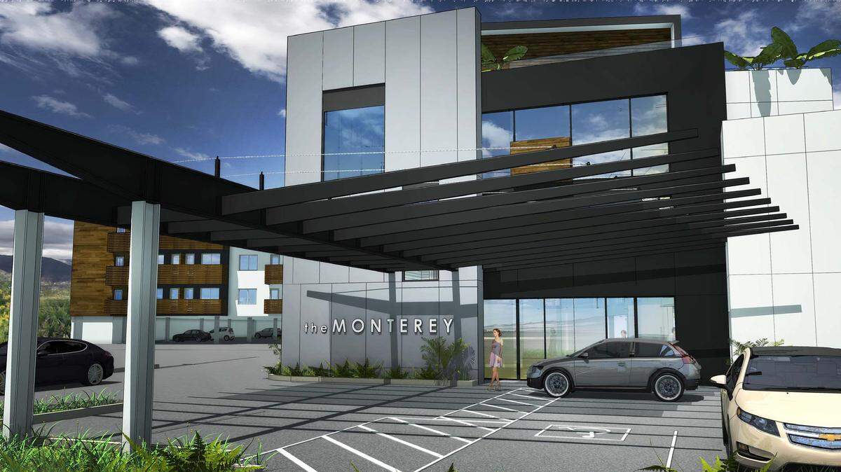An artist's rendering shows what The Monterey Hotel, under construction in San Luis Obispo, could look like when it opens.