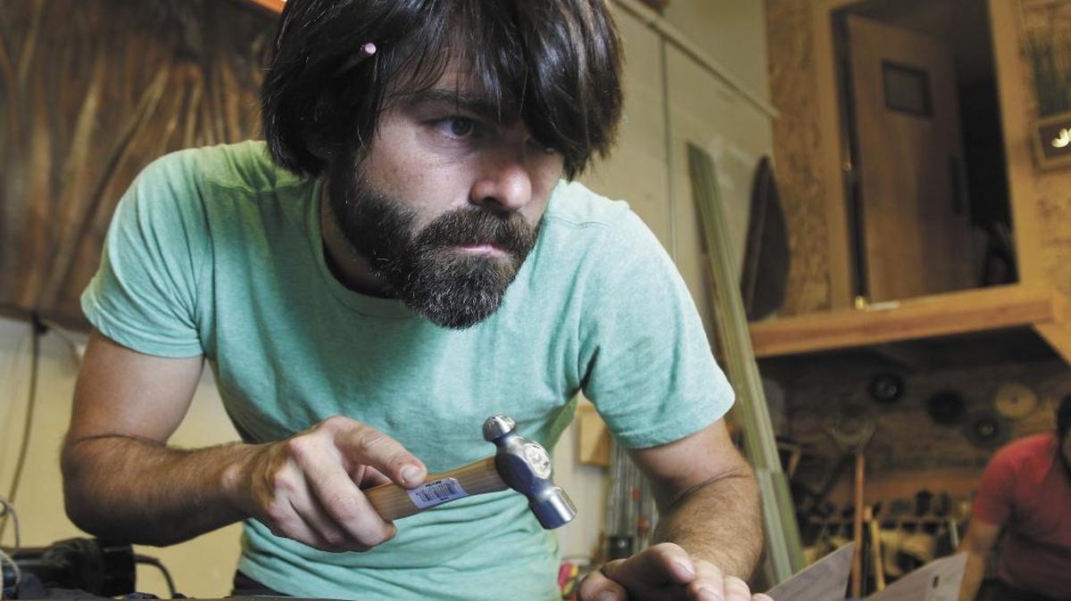 Jory Brigham designs and builds furniture by hand at his San Luis Obispo shop.