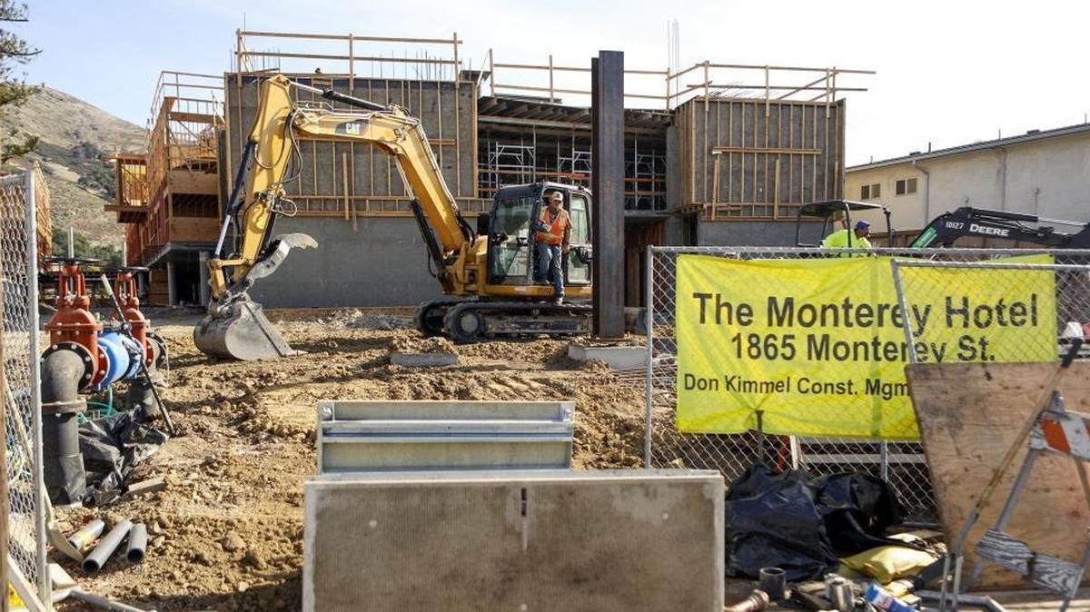 The Monterey Hotel is under construction on Monterey Street near Grand Avenue.