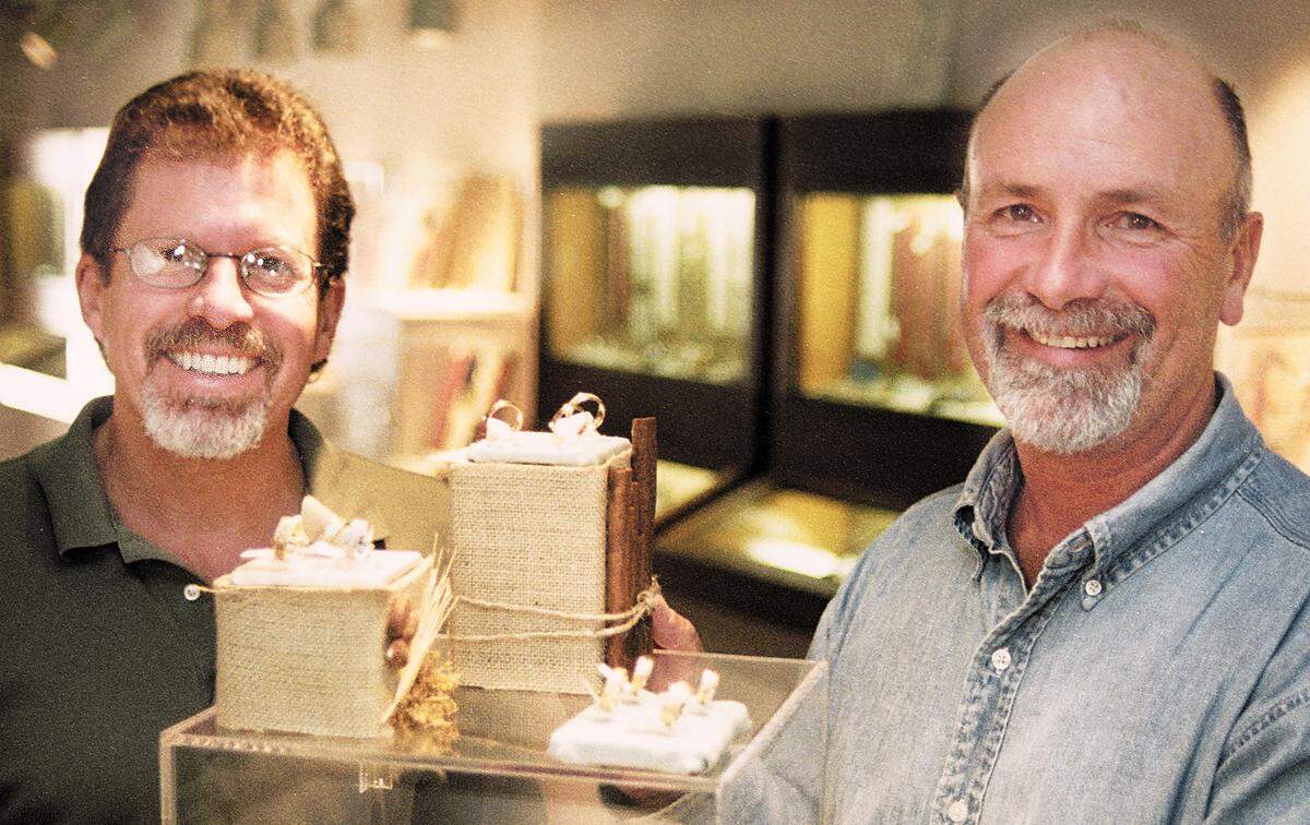 Brad Bilsten, left and Tony Gomez celebrate 30 years in business as The Gold Concept in this 2001 image.