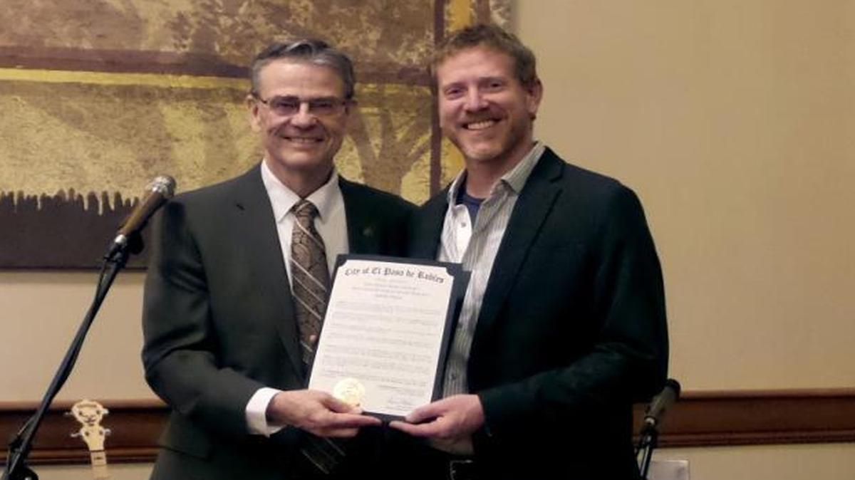 Steven Martin, mayor of Paso Robles, honored Jason Haas on Friday at the Paso Robles Wine Country Alliance’s annual winter gala. Haas was named the 2015 Paso Robles Wine Industry Person of the Year.