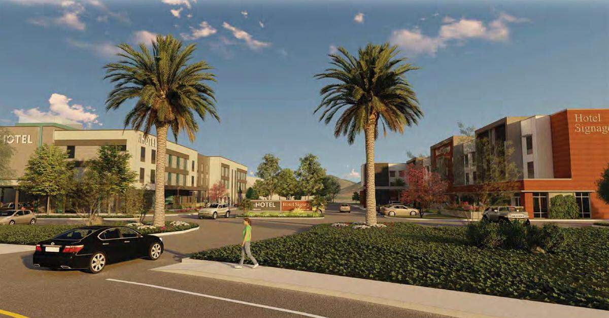 A rendering of the proposed new hotel project near the airport. Two hotels totaling 218 guest rooms are envisioned.