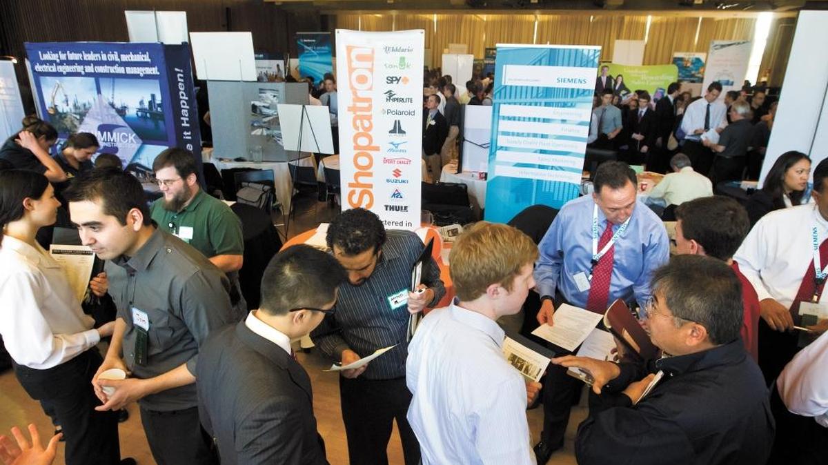 File photo of a 2012 job fair at Cal Poly.