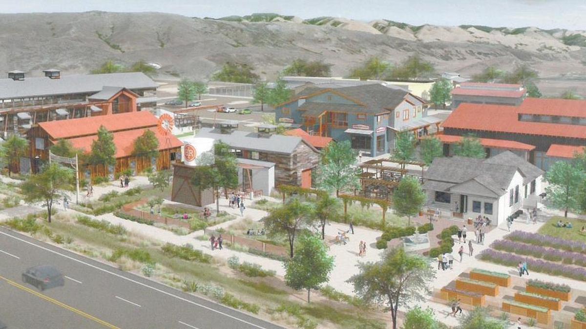Rendering of San Luis Obispo Public Market at South Higuera and Tank Farm roads.