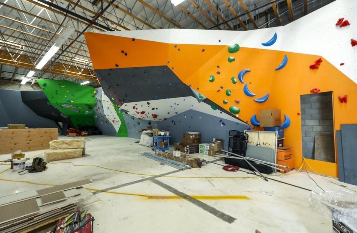 The bouldering area of The Pad Climbing in San Luis Obispo, which opened in December 2017.