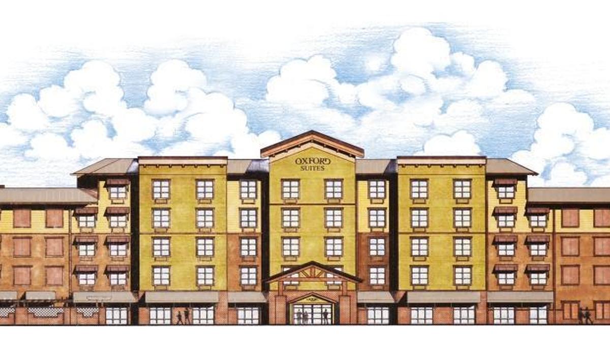 The Oxford Suites hotel under construction at 4th and Spring streets will bring 140 rooms to downtown Paso Robles.