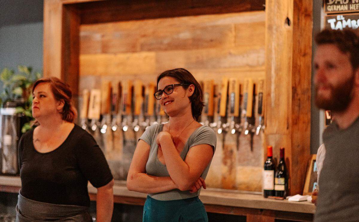 Noelle DuBois, owner of Bang the Drum Brewery, middle, moved the business to Lauren Lane in 2020.